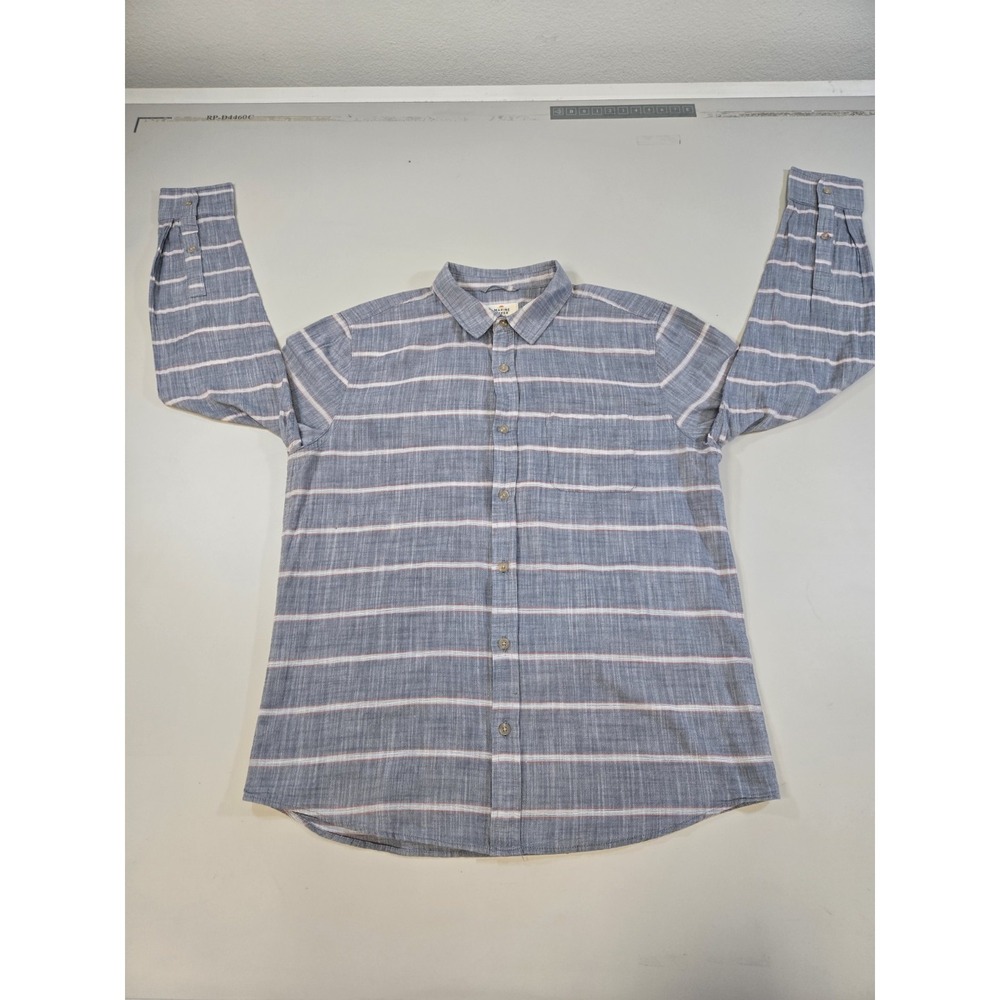 Marine Layer Men's Long Sleeve Cotton Stripe Button Up Shirt Gray Size M